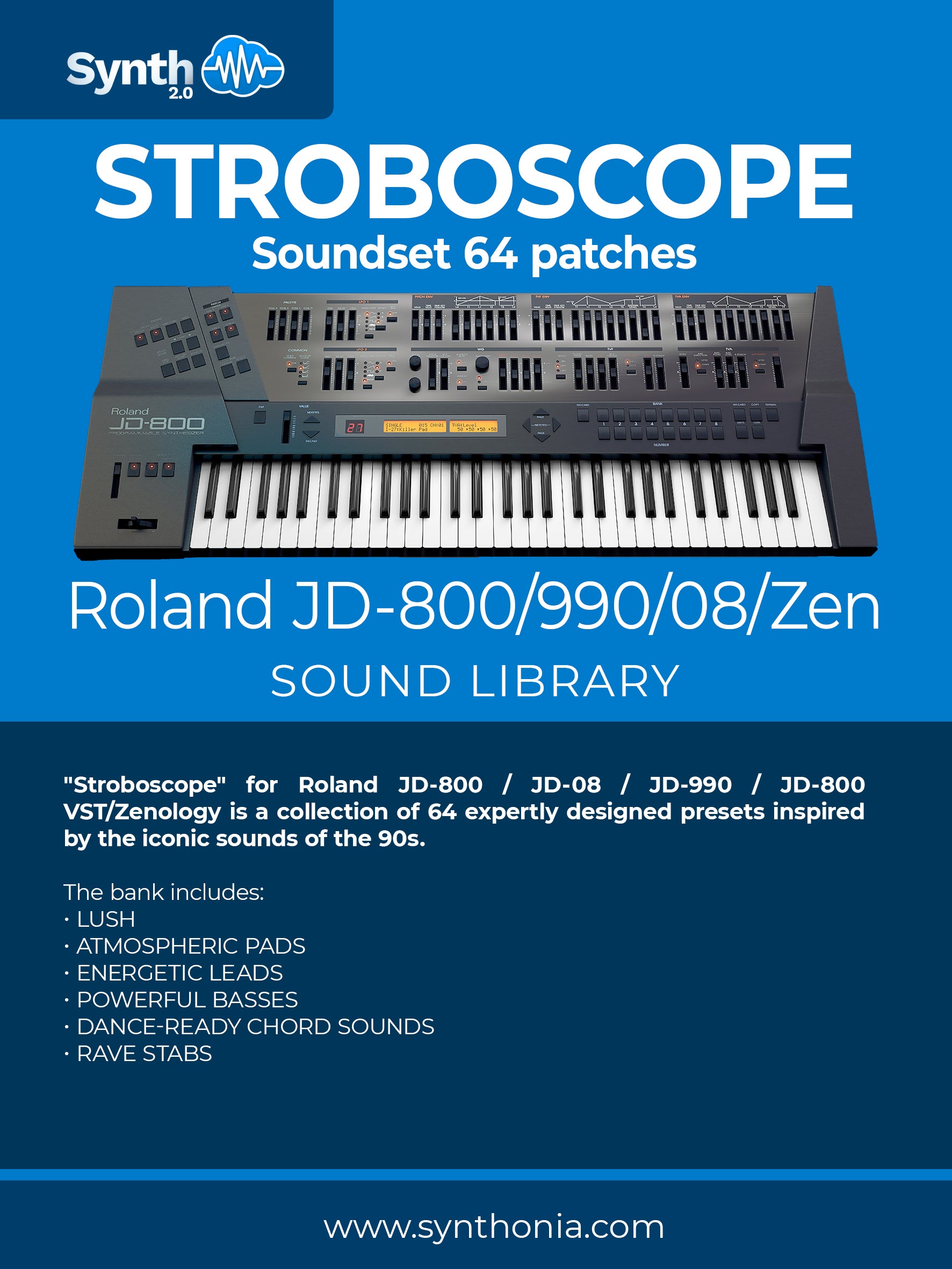 RLS011 - Stroboscope Soundset - Roland JD-800 / 990 / 08 / Zen ( 64 presets )